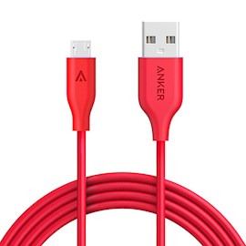 USB კაბელი Anker A8134H91 USB 2.0 to Micro USB 3m Red 